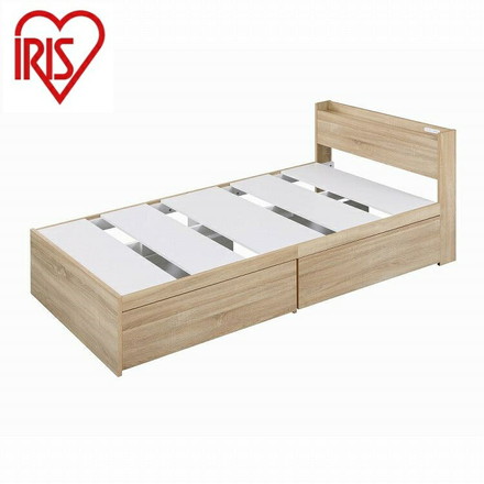 アイリスオーヤマ 大容量収納ベッド宮付き DSBM-S ライトナチュラル IRIS