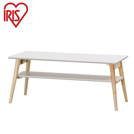 アイリスオーヤマ 折りたたみ センターテーブル 幅90 長方形 ローテーブル リビングテーブル 折れ脚 折り畳み 机 北欧 ナチュラル/ホワイト