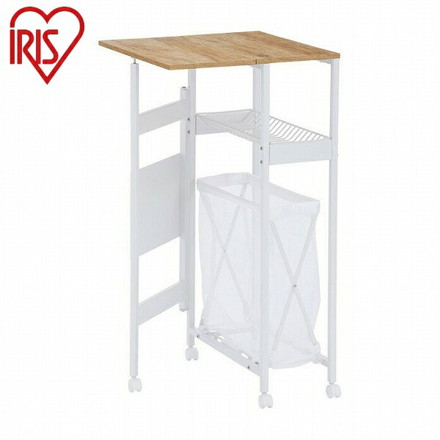 アイリスオーヤマ 天板付きランドリーワゴン スリムタイプ バスケット付 TLAW-B220ホワイト