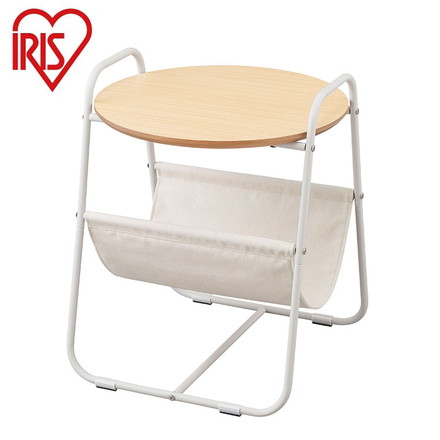 アイリスオーヤマ 丸型 収納付き サイドテーブル ミニテーブル ソファテーブル カフェテーブル 円形天板