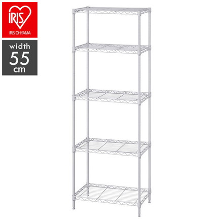 アイリスオーヤマ カラーメタルラック 幅55cm 5段 ハイタイプ CMM-55165 ライトグレー スチールラック