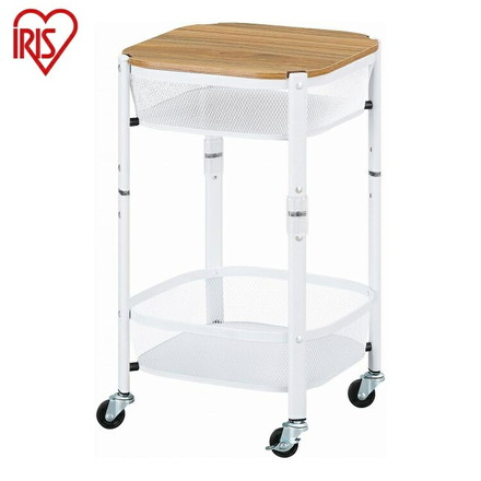 アイリスオーヤマ 簡単組立 マルチワゴン 角型2段 MUW-S2 ホワイト 折りたたみ 収納式 コンパクト