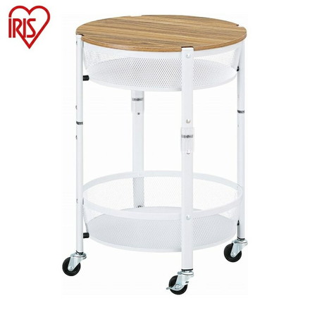 アイリスオーヤマ 簡単組立 マルチワゴン 丸型2段 MUW-R2 ホワイト 折りたたみ 収納式 コンパクト