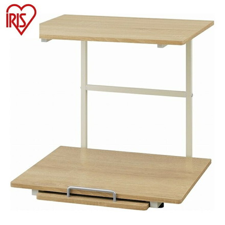 アイリスオーヤマ 冷蔵庫上ラック RUR-480R ホワイト/ライトナチュラル 冷蔵庫ラック レンジラック スライド棚