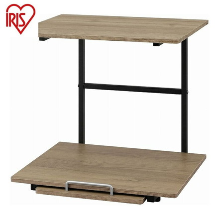 アイリスオーヤマ 冷蔵庫上ラック RUR-480R ブラック/アッシュブラウン 冷蔵庫ラック レンジラック スライド棚