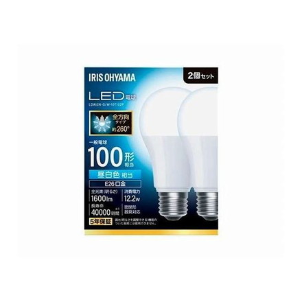 LED電球 E26 全方向 100形相当 昼白色 2個セット LDA12N-G/W-10T102P アイリスオーヤマ
