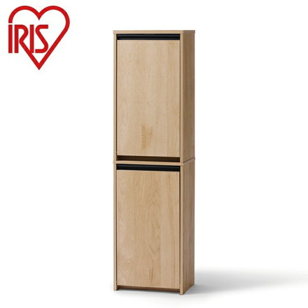 アイリスオーヤマ ウッドペールストッカー 縦型 ナチュラル/ブラック HWPS-300H ラック付き ストッカー