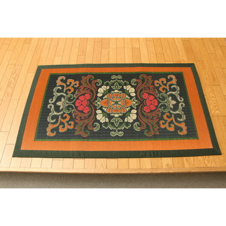 純国産 袋五重織い草マット 『華紋草』 約88×150cm(裏:不織布)