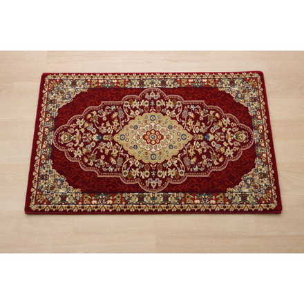 トルコ製 ウィルトン織り 玄関マット ベルミラ ワイン 約70×120cm