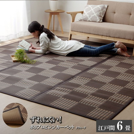 ラグ PPカーペット Fウィード ブラウン 江戸間6畳(約261×352cm) 敷き物 ポリプロピレンラグ