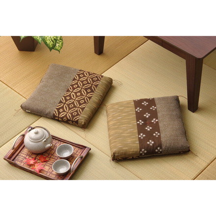 座布団 小座布団 綿100% 国産 和柄 モダン 小座布団 ブラウン 側サイズ 約40×40cm 製品サイズ