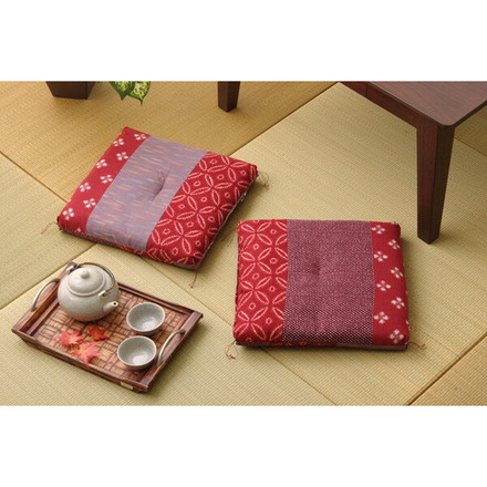 座布団 小座布団 綿100% 国産 和柄 モダン 小座布団 エンジ 側サイズ 約40×40cm 製品サイズ