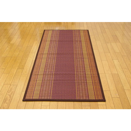 純国産 い草の廊下敷き 『DXランクス総色』 ワイン 約80×180cm（裏:不織布）
