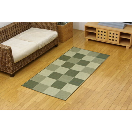 純国産 い草花ござ 『Fブロック』 グリーン江戸間1畳（約87×174cm）（裏:ウレタン）