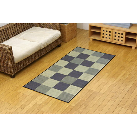 純国産 い草花ござ 『Fブロック』 グレー 江戸間1畳（約87×174cm）（裏:ウレタン）