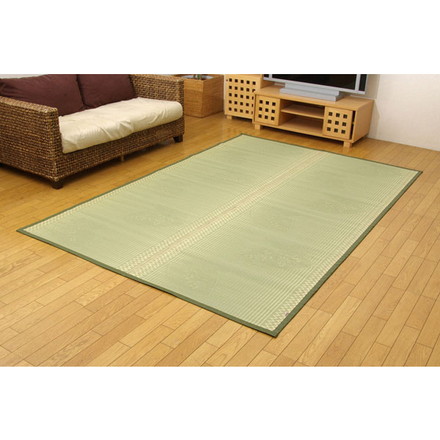 純国産 イ草花ござカーペット 『扇』 江戸間6畳（約261×352cm)