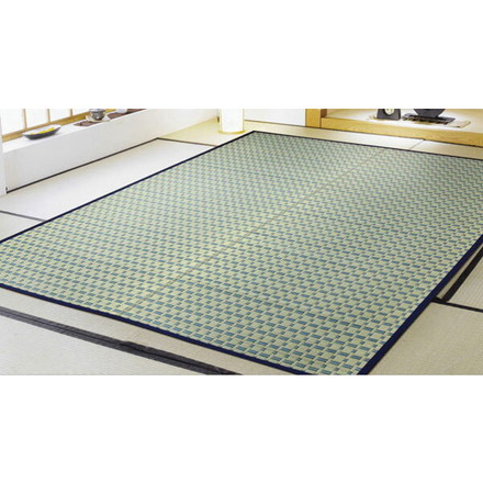 掛川織 い草カーペット 『雲仙』 ブルー　江戸間2畳（約174×174cm)