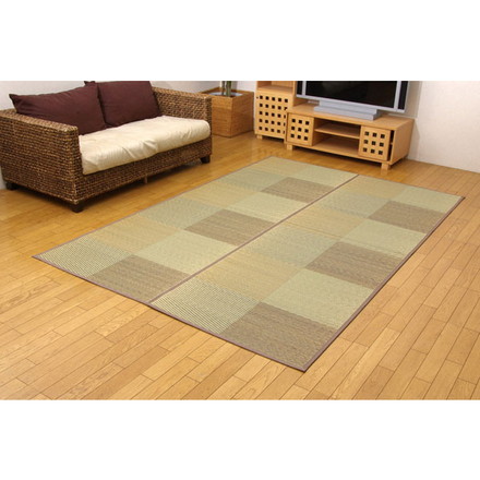 い草花ござカーペット 『DXパルコ裏張CP』 ブラウン 江戸間3畳（約174×261cm)