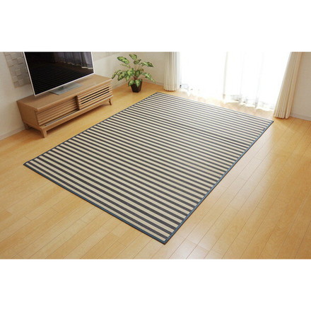 ラグ カーペット マット 竹 中敷ラグ マリンストライプ 竹ラグカーペット 『DXロカ』 ブルー