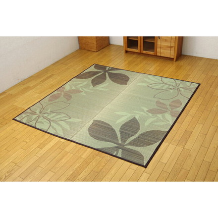 ラグ カーペット マット い草 中敷 リーフ柄 い草ラグ 『NSプラハ』 ブラウン