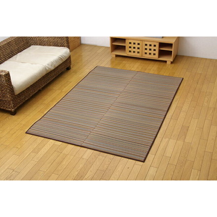 純国産 い草ラグカーペット 『Fバリアス』 ブラウン 約191×250cm(裏:ウレタン)