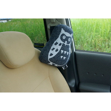 車用クッション カークッション クッション 枕 まくら マクラ フクロウ ルース シートベルト枕 ネイビー