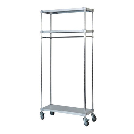 【燕三条製】 PROFACE ガルバリウムソリッドハンガーラック3段 350×900×1800 クロムメッキポール