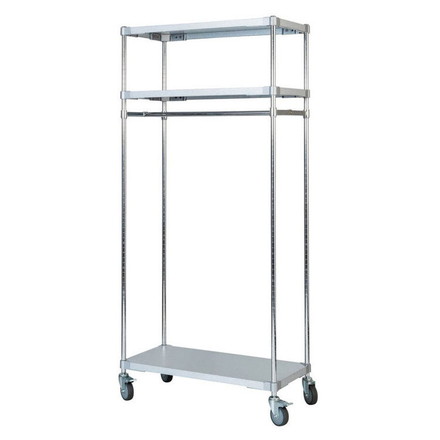 【燕三条製】 PROFACE ガルバリウムソリッドハンガーラック3段 460×900×1800 クロムメッキポール