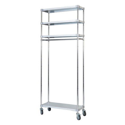 【燕三条製】 PROFACE ガルバリウムソリッドハンガーラック4段 350×900×2100 クロムメッキポール