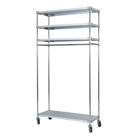 【燕三条製】 PROFACE ガルバリウムソリッドハンガーラック4段 460×1200×2100 クロムメッキポール