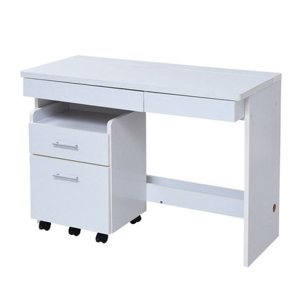 デスク シンプルデスク 2点セット すっきり 配線 キャスター 付き ハイタイプ 幅100 シンプル SOHO