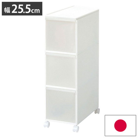 ライクイット ( like-it ) キッチン収納 スリムストレージ ミディ ストッカー ホワイト 3段 キャスター付