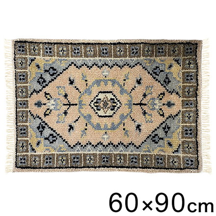 60×90トライバルマットFLOWER インテリア ラグ カーペット ラグマット ラグカーペット リビング 絨毯 玄関マット 玄関