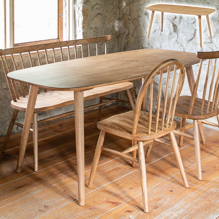 ダイニングテーブル 幅160cm 楕円形 4人掛け 4人用 アッシュ無垢材 食堂テーブル 天然木 北欧 法人