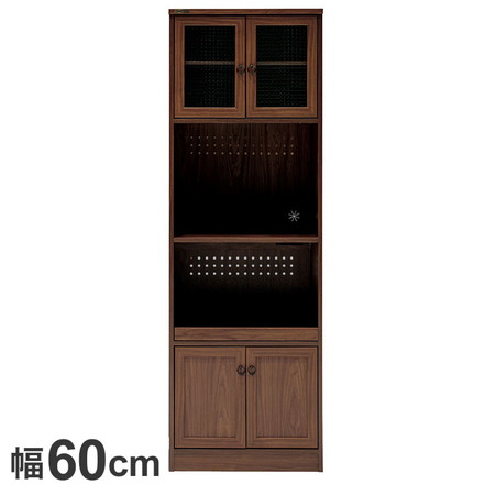 レンジ台 食器棚 幅60cm レンジボード キッチンボード ガラス調 扉 木目調 モダン 北欧 シンプル