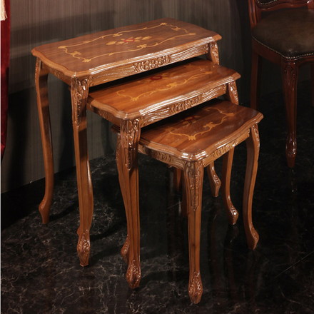 イタリア 家具 ヨーロピアン ヴェローナクラシック 猫脚象嵌ネストテーブル 猫脚 リビング ヨーロッパ家具 クラシック