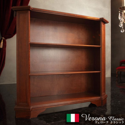 完成品 イタリア製 ブックシェルフ ヴェローナ クラシック 3段 幅98cm 本棚 コミックラック 天然木 木製 収納