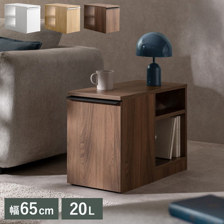 ダストボックス付きサイドテーブル サイドテーブル ゴミ箱 ダストボックス ソファ横 リビング 20L 可動棚 収納 ブラウン