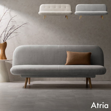 3Pソファベッド Atria アトリア ソファ ソファベッド 3人掛け ブークレ コーデュロイ ゆったり 背もたれ ブークレ/ホワイト