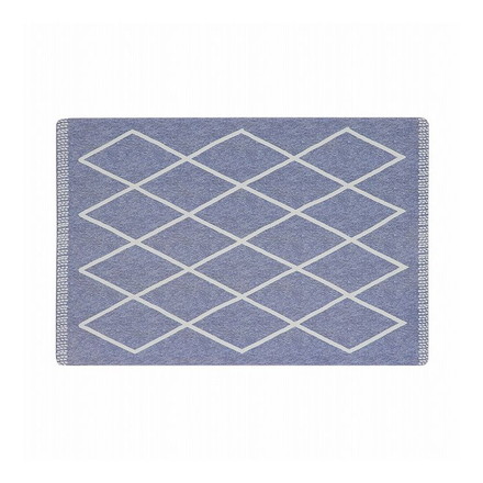 ベストコ 玄関マット 室内 60×90cm お手入れ簡単 防炎 防カビ 抗菌 防臭 ラムバス ブルー ひし形 北欧