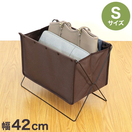 収納ボックス フロアーラック ボックスタイプS ブラウン ベストコ 荷物置き 折りたたみ 収納 荷物 便利 コンパクト カバン置き 収納ケース カゴ 手荷物 軽量 持ち運び 汚れにくい シンプル 無地