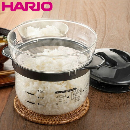 HARIO ハリオ 日本製 電子レンジ用 炊飯器 1～2合 XRCN-2-B