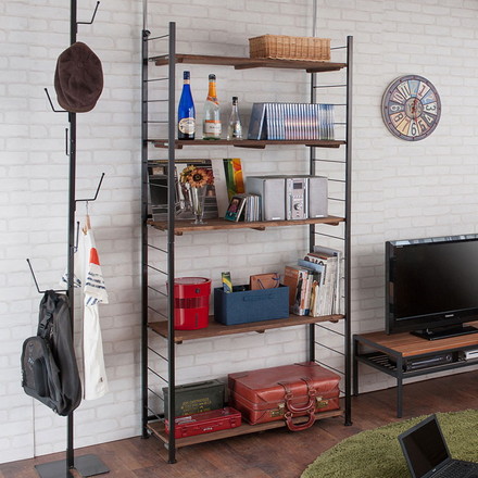 Radi オープンラック 幅90 奥行40 ブラウン ブラック オープンラック ワードローブ ヴィンテージ 壁面ラック