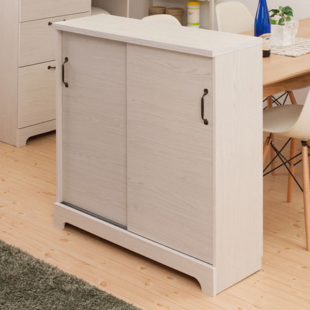 Late カウンター下収納チェスト 幅90 ホワイト 木目 カウンター下収納 引き戸 引き出し 幅30 ランドリー