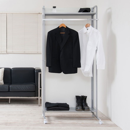 パーテーション幅90 ホワイト ハンガーラックタイプ キャスター キャスター付き ハンガーラック 衣類収納 薄型