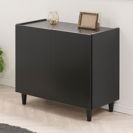 SHADOW 脚付きブラックキャビネット 幅80 日本製 木製 収納棚 収納 棚 ラック 扉付き ローボード 本棚