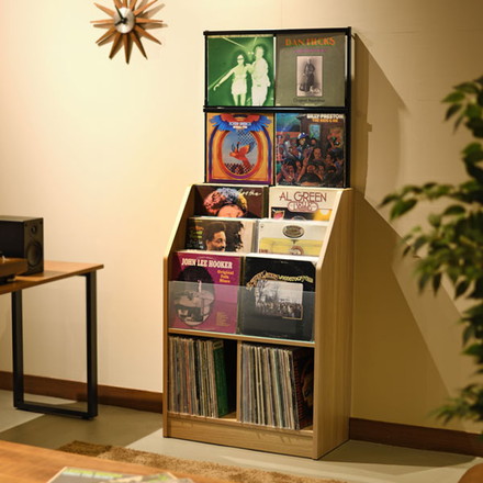 レコードディスプレイラック 木目ナチュラル レコード ジャケット ディスプレイ 約280枚収納 幅71cm ガラス