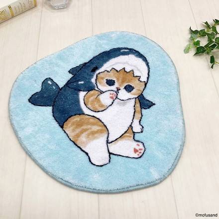 mofusand インテリアマット サメにゃん ダイカットマット 小さめサイズ 玄関マット キッチンマット