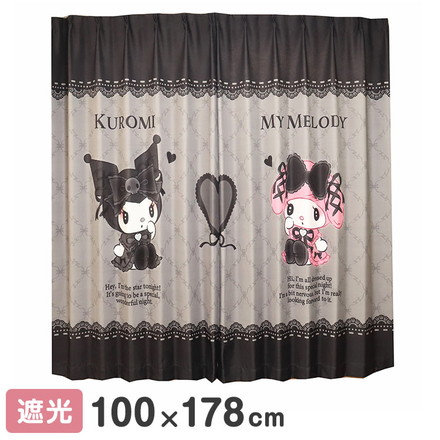 MORIPiLO サンリオ 遮光カーテン 幅100x178cm丈 2枚組 マイメロディ クロミ 真夜中のメロクロ