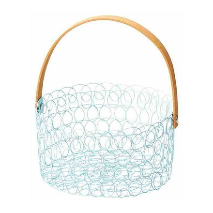 ちどり産業 ワイヤーバスケット手付き かご おしゃれ ブルー